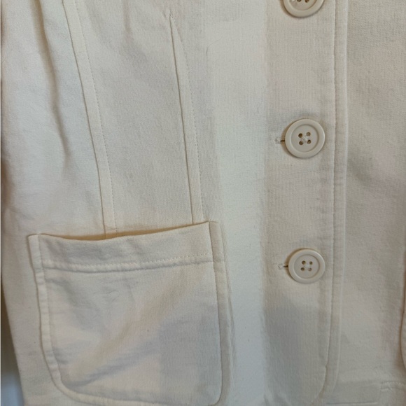 100% cotton cream ivory soft button up blazer jacket women's M - Picture 8 of 8
